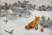 bruno liljefors Fox in Winter Landscape Sweden oil painting artist
